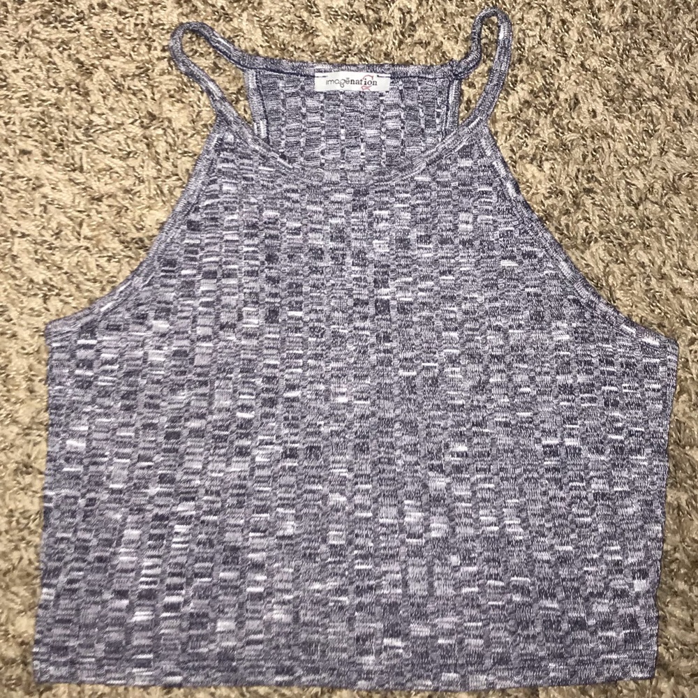 Blue and white crop top